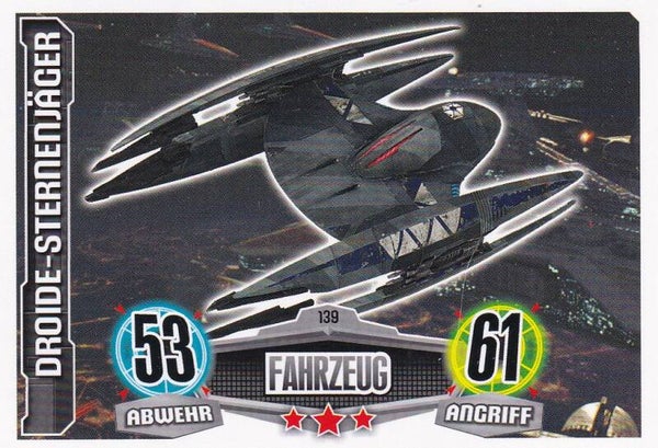 Droide-Sternenjäger / Topps Star Wars Force Attax 2012 / Fahrzeug / Separatist / Nr. FA 139