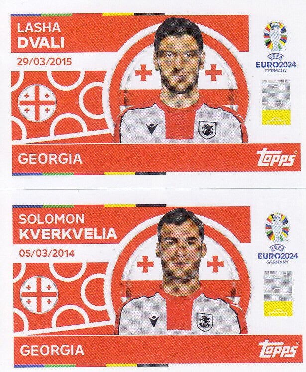 Lasha Dvali & Solomon Kverkvelia / Georgien / Topps EM 2024 / Basis Doppelbild / Nr. GEO 6 GEO 7