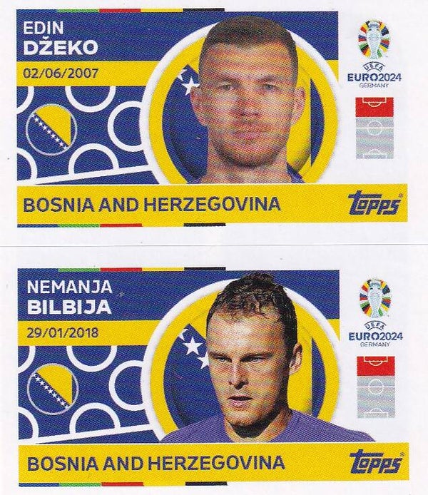 Edin Dzeko & Nemanja Bilbija / Bosnien Herzegowina / Topps EM 2024 / Basis Doppelbild / Nr. BIH 12 BIH 13