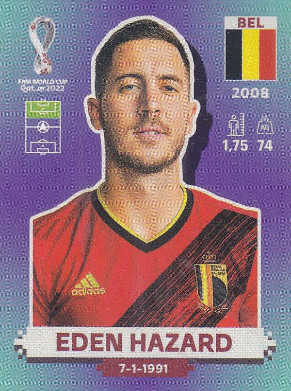 Eden Hazard / Belgien / Panini WM 2022 / Basis Bild / Nr. BEL 18