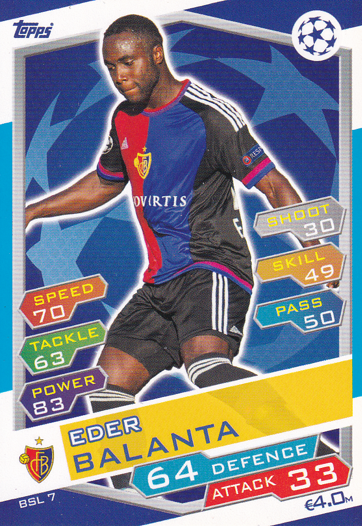 Eder Balanta - FC Basel - Topps Champions League 2016 - Basis Karte - Nr. BSL7