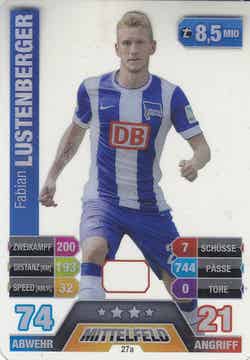 F. Lustenberger / Hertha BSC / Match Attax 2014 / Plastik Transparent / Nr. 27a