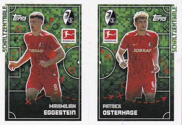 Maximilian Eggestein & Patrick Osterhage / SC Freiburg / Topps Bundesliga 2024 / Doppelbild / Nr. 167 Nr. 168