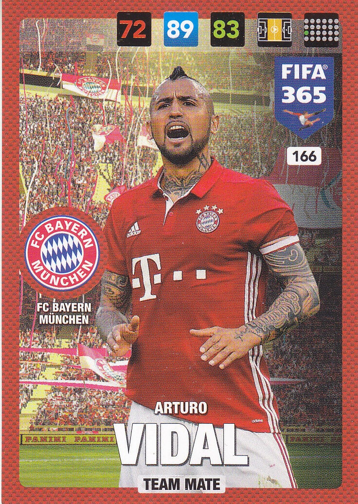 Arturo Vidal / FC Bayern München / Panini Fifa 365 Jahr 2017 / Team Mate / Nr. 166