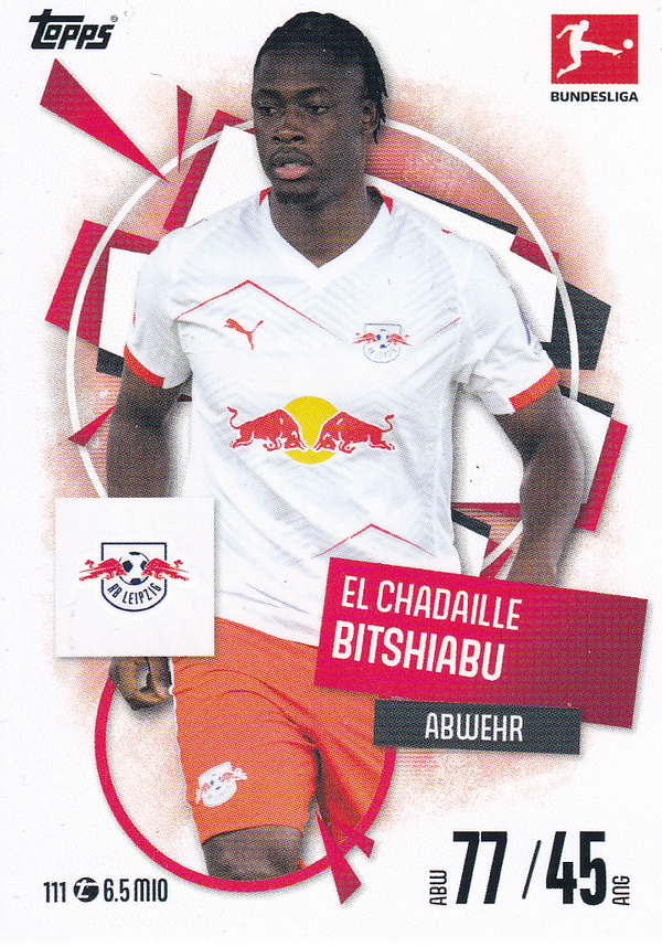 El Chadaille Bitshiabu - RB Leipzig - Topps Match Attax 2025 - Basis Karte - Nr. 111