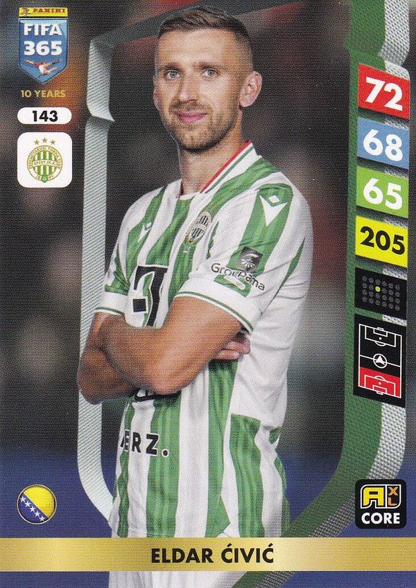 Eldar Civic / Ferencvarosi TC / Panini Fifa 365 Jahr 2025 / Basis Karte / Nr. 143
