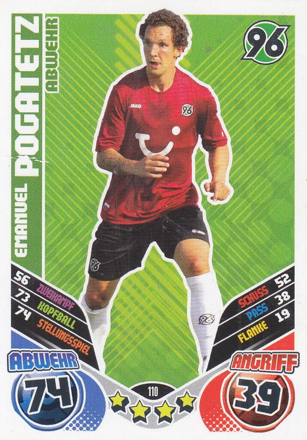 Emanuel Pogatetz / Hannover 96 / Topps Match Attax 2011 / Basis Karte / Nr. 110