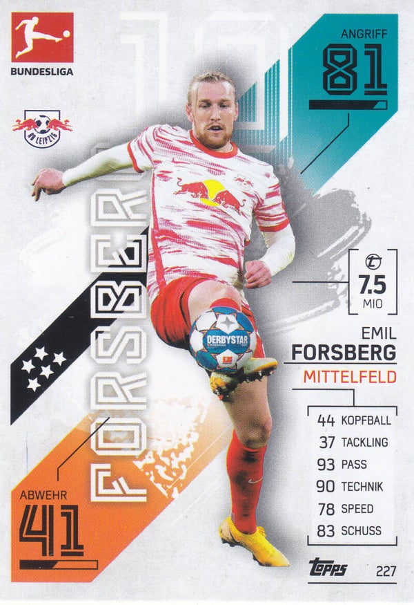 Emil Forsberg - RB Leipzig - Topps Match Attax 2021 - Basis Karte - Nr. 227