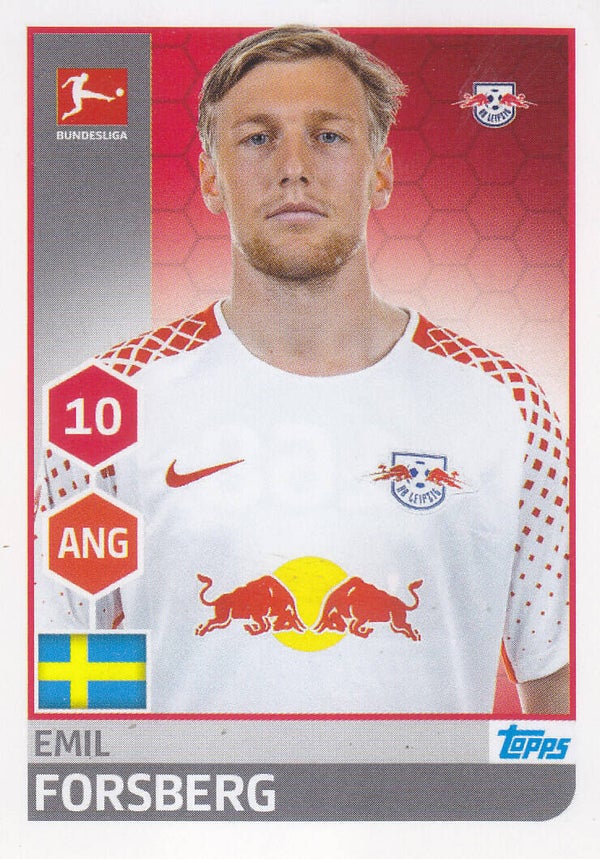 Emil Forsberg / RB Leipzig / Topps Bundesliga 2017 / Basis Bild / Nr. 168