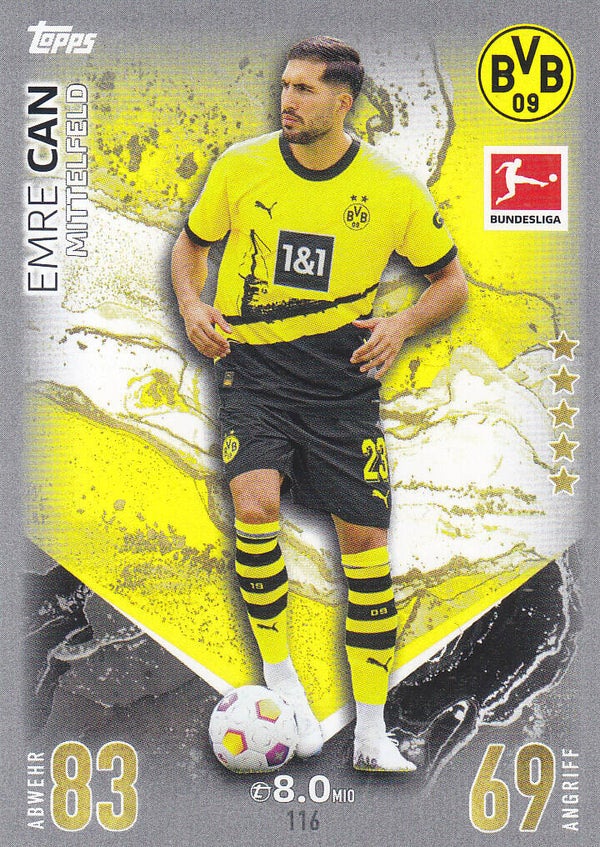 Emre Can / Borussia Dortmund / Topps Match Attax 2023 / Basis Karte / Nr.116