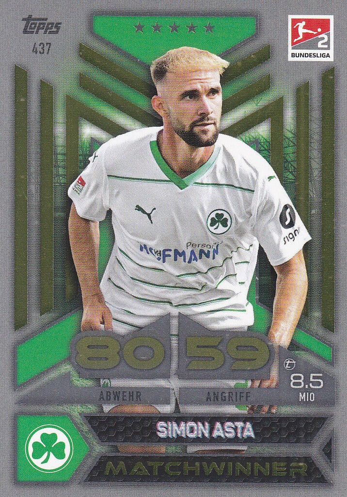 Simon Asta / SpVgg Greuther Fürth / Topps Match Attax 2023 / Matchwinner / Nr.437