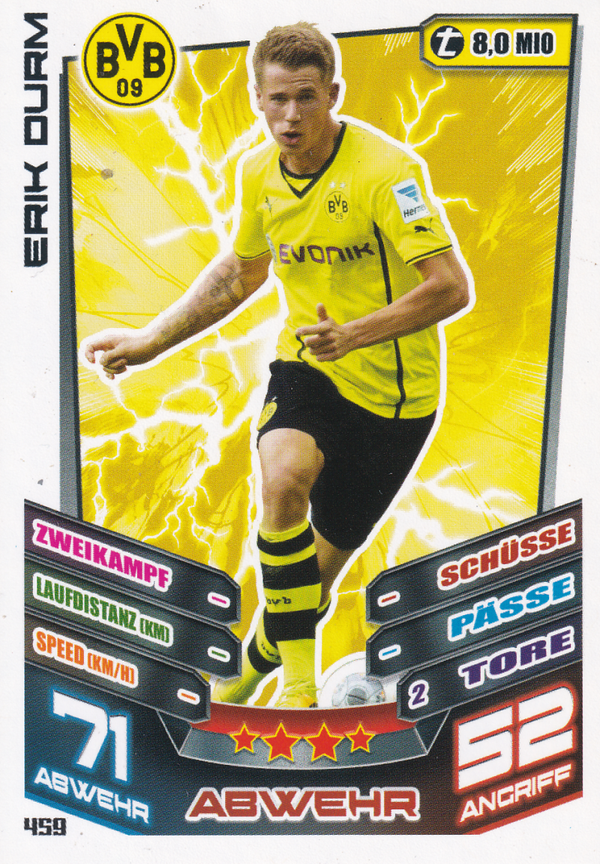 Erik Durm - Borussia Dortmund - Topps Match Attax 2013 - Basis Karte - Nr.459