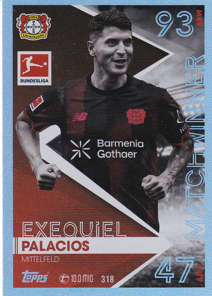 Exequiel Palacios - Bayer Leverkusen - Topps Match Attax 2025 - Matchwinner - Nr. 318