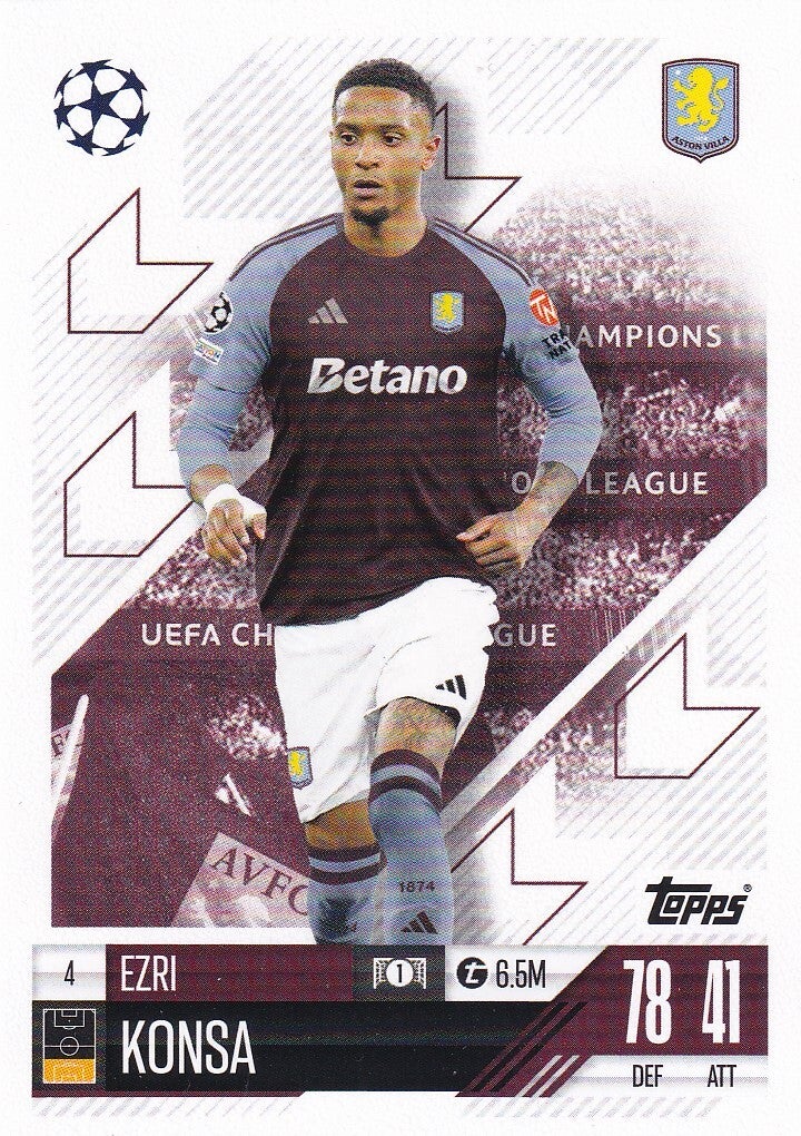 Ezri Konsa - Aston Villa - Topps Champions League 2024 - Basis Karte - Nr. 4
