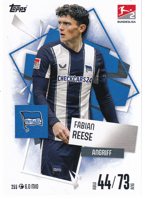 Fabian Reese - Hertha BSC Berlin - Topps Match Attax 2025 - Basis Karte - Nr. 255