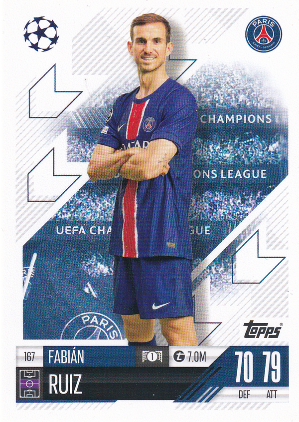 Fabian Ruiz - Paris Saint Germain - Topps Champions League 2024 - Basis Karte - Nr. 167