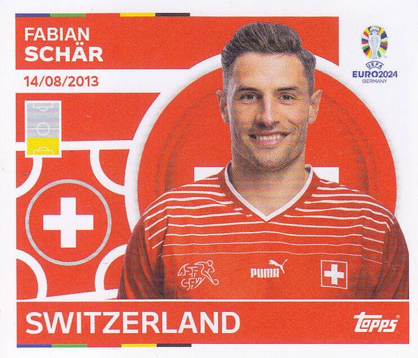 Fabian Schär / Schweiz / Topps EM 2024 / Basis Bild / Nr. SUI 9