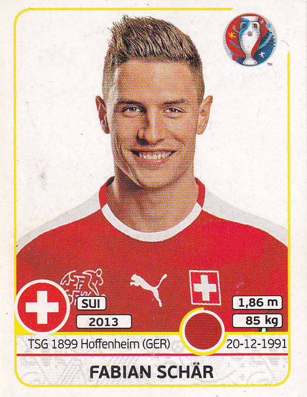 Fabian Schär - Schweiz - Panini EM 2016 - Basis Bild - Nr. 105