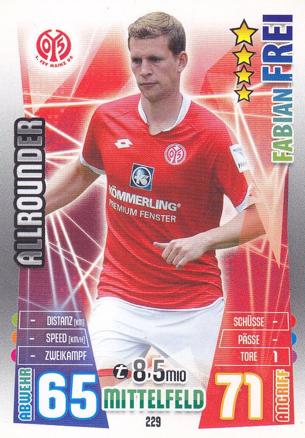 Fabian Frei / FSV Mainz / Topps Match Attax 2015 / Allrounder / Nr. 229