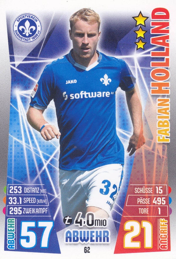 Fabian Holland / Darmstadt 98 / Topps Match Attax 2015 / Basis Karte / Nr.62