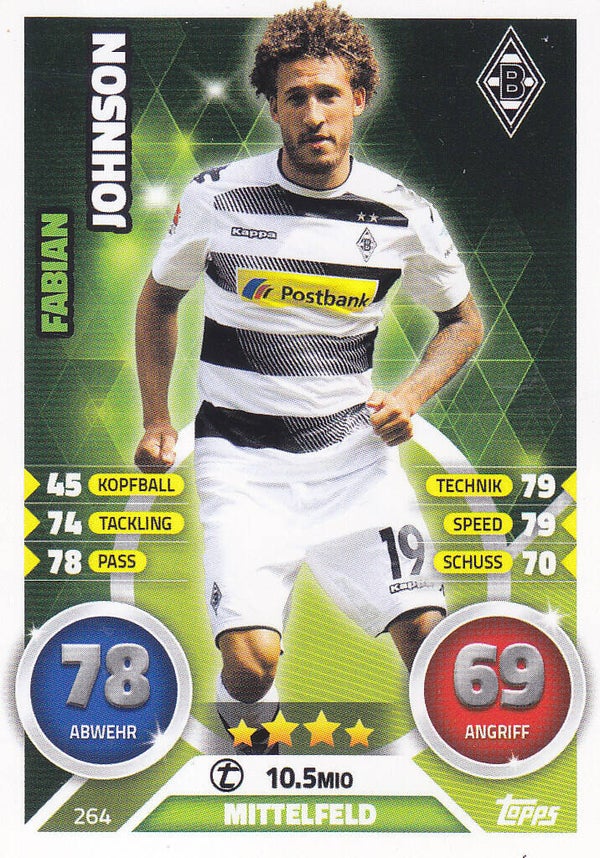 Fabian Johnson - Borussia Mönchengladbach - Topps Match Attax 2016 - Basis Karte - Nr.264