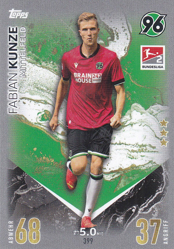 Fabian Kunze / Hannover 96 / Topps Match Attax 2023 / Basis Karte 2.Bundesliga / Nr.399