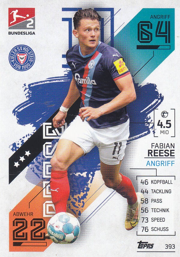Fabian Reese / Holstein Kiel / Topps Match Attax 2021 / Basis Karte / Nr. 393