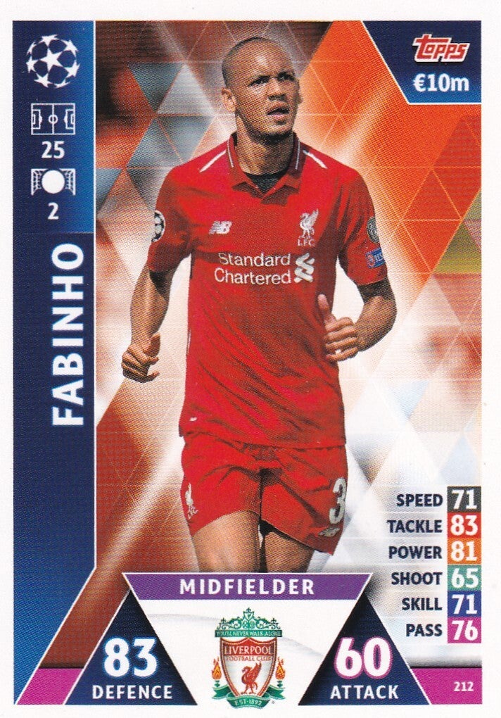 Fabinho - FC Liverpool - Topps Champions League 2018 - Basis Karte - Nr. 212