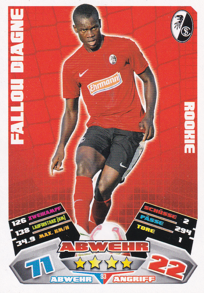 Fallou Diagne - SC Freiburg - Topps Match Attax 2012 - Rookie - Nr. 93