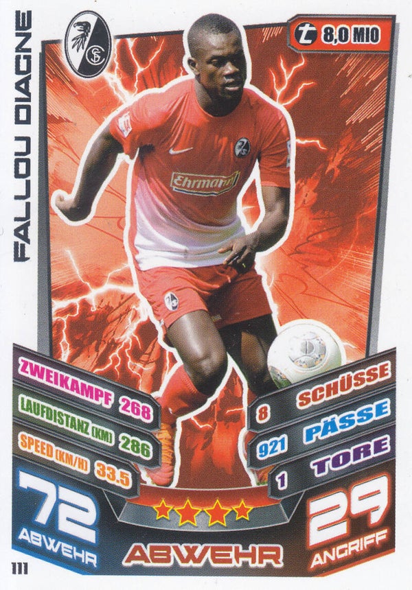 Fallou Diagne / SC Freiburg / Topps Match Attax 2013 / Basis Karte / Nr. 111