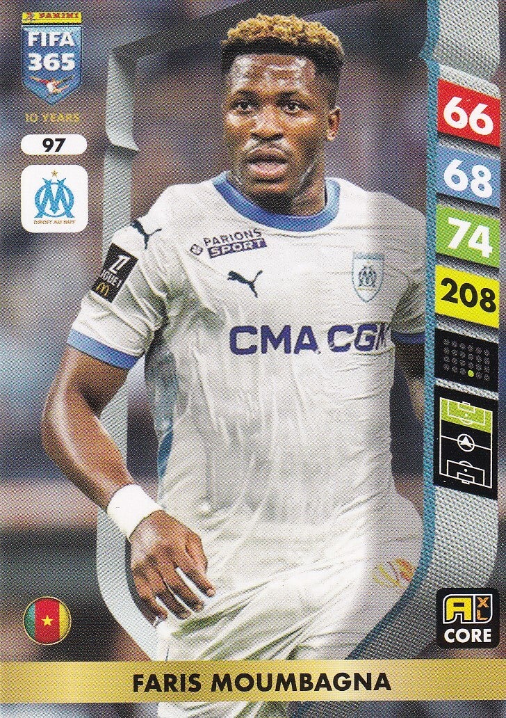 Faris Moumbagna / Olympique Marseille / Panini Fifa 365 Jahr 2025 / Basis Karte / Nr. 97