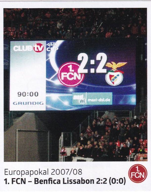 1.FCN-Benfica Lissabon - Panini 125 Jahre 1.FC Nürnberg - Europapokal 2007/08 - Nr. 211