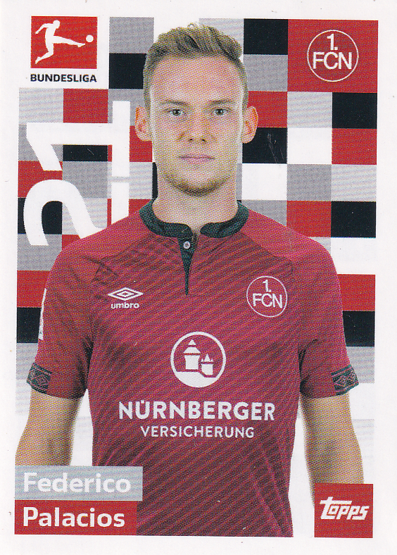 Federico Palacios - 1.FC Nürnberg - Topps Bundesliga 2018 - Basis Bild - Nr. 227