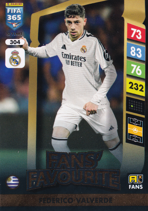 Federico Valverde - Real Madrid - Panini Fifa 365 Jahr 2025 - Fan's Favourite - Nr. 304