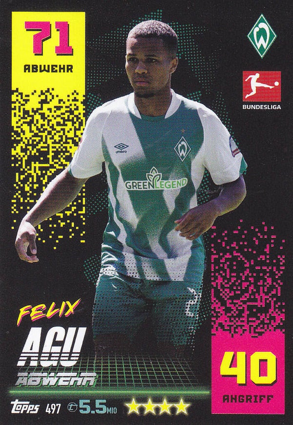 Felix Agu SV Werder Bremen Basis Karte Nr.497