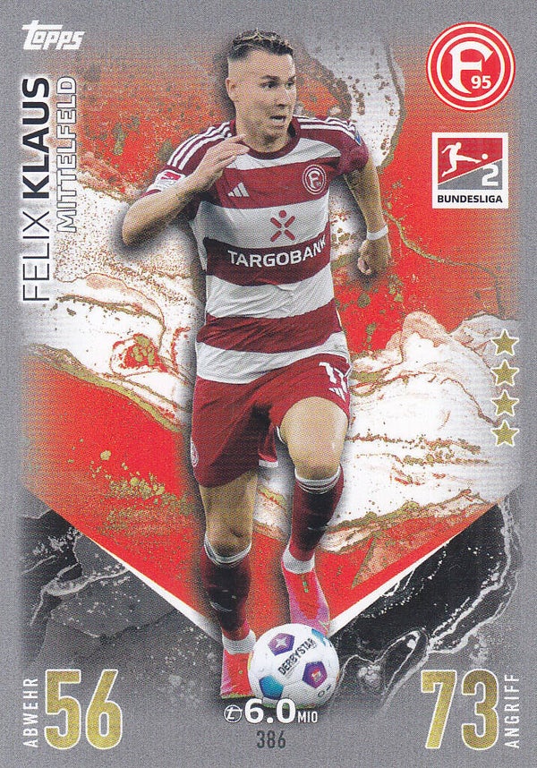 Felix Klaus / Fortuna Düsseldorf / Topps Match Attax 2023 / Basis Karte 2.Bundesliga / Nr.386