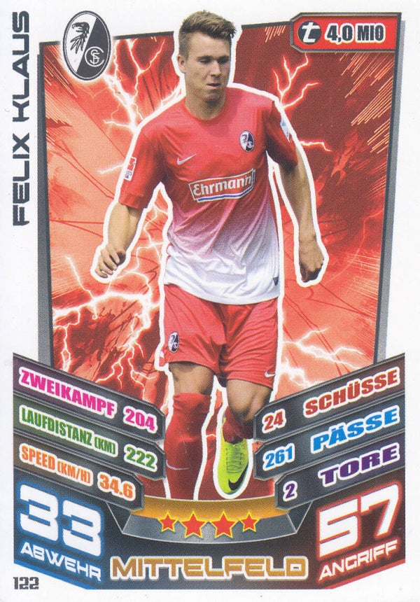 Felix Klaus / SC Freiburg / Topps Match Attax 2013 / Basis Karte / Nr. 122