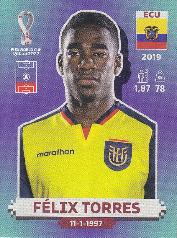 Felix Torres / Ecuador / Panini WM 2022 / Basis Bild / Nr. ECU10