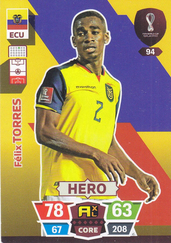 Felix Torres / Ecuador / Panini WM 2022 / Basis Karte / Nr.94