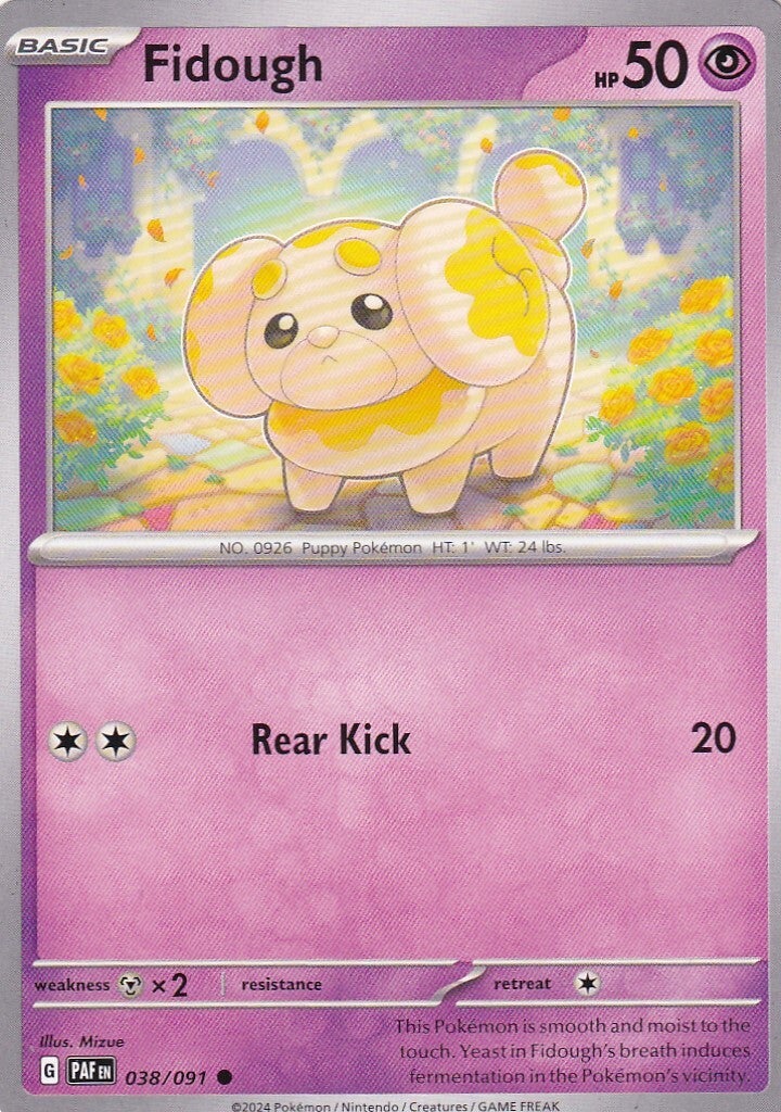 Fidough / Pokemon / Paldean Fates 2024 / Basis Karte / Nr. 038/091