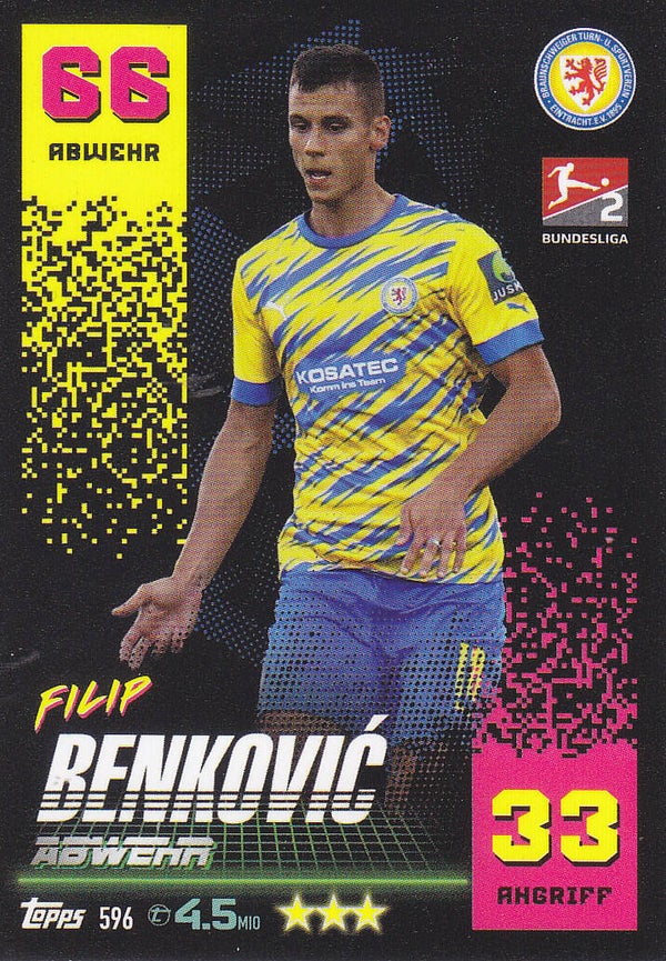 Filip Benkovic - Eintracht Braunschweig - Topps Match Attax 2022 - Basis Karte - Nr. 596