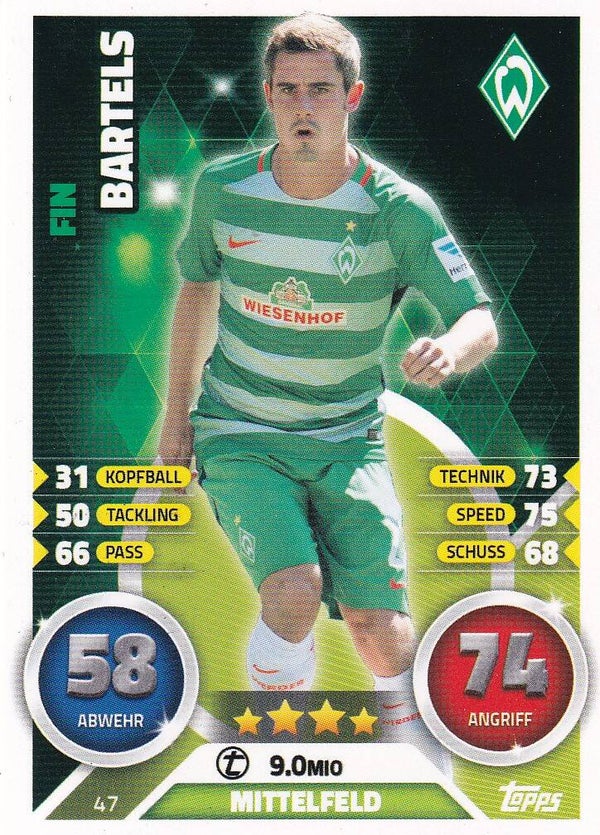 Fin Bartels / SV Werder Bremen / Topps Match Attax 2016 / Basis Karte / Nr. 47