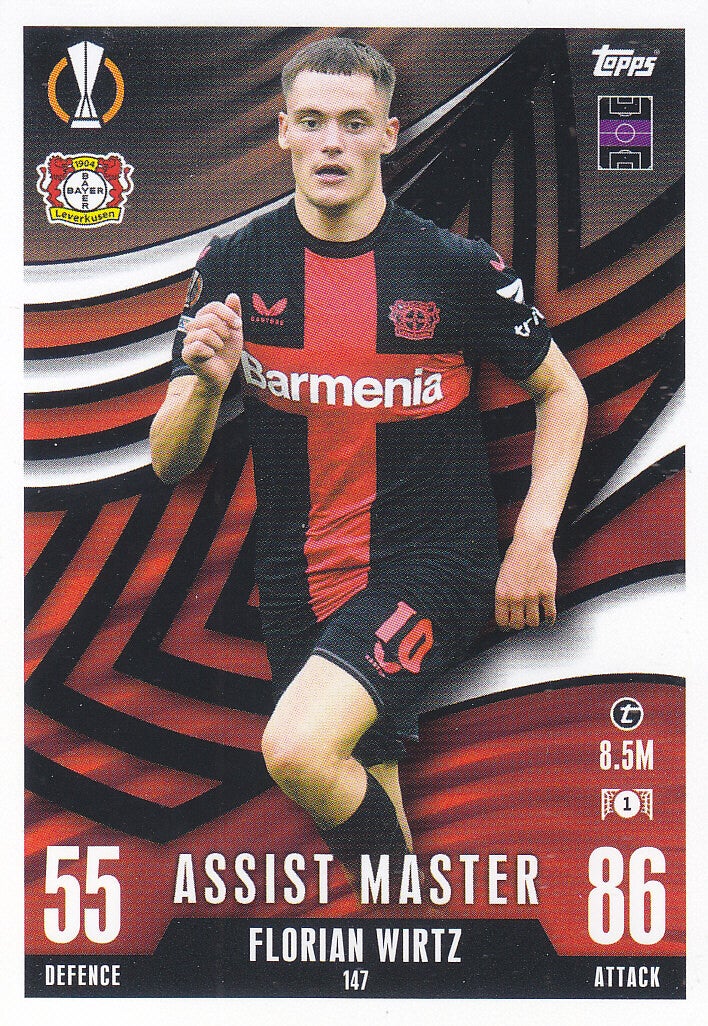 Florian Wirtz / Bayer 04 Leverkusen / Topps Match Attax Extra 2023 / Assist Master / Nr. 147