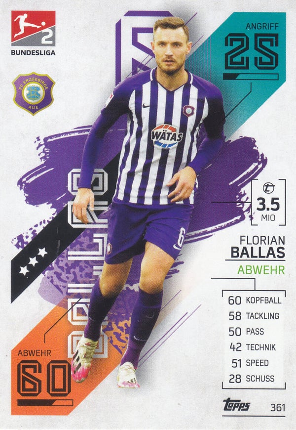 Florian Ballas / FC Erzgebirge Aue / Topps Match Attax 2021 / Basis Karte  / Nr. 361