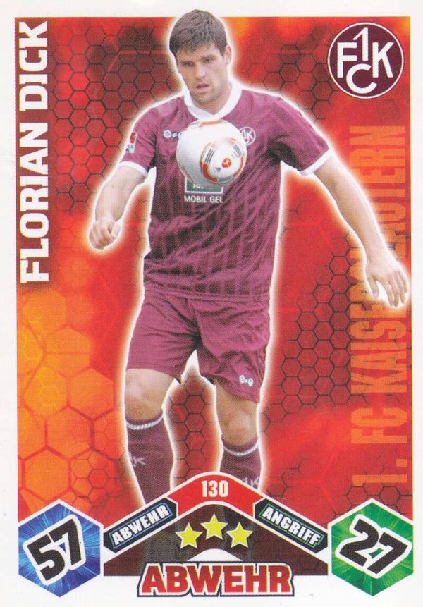 Florian Dick / 1.FC Kaiserslautern / Topps Match Attax 2010 / Basis Karte / Nr.130