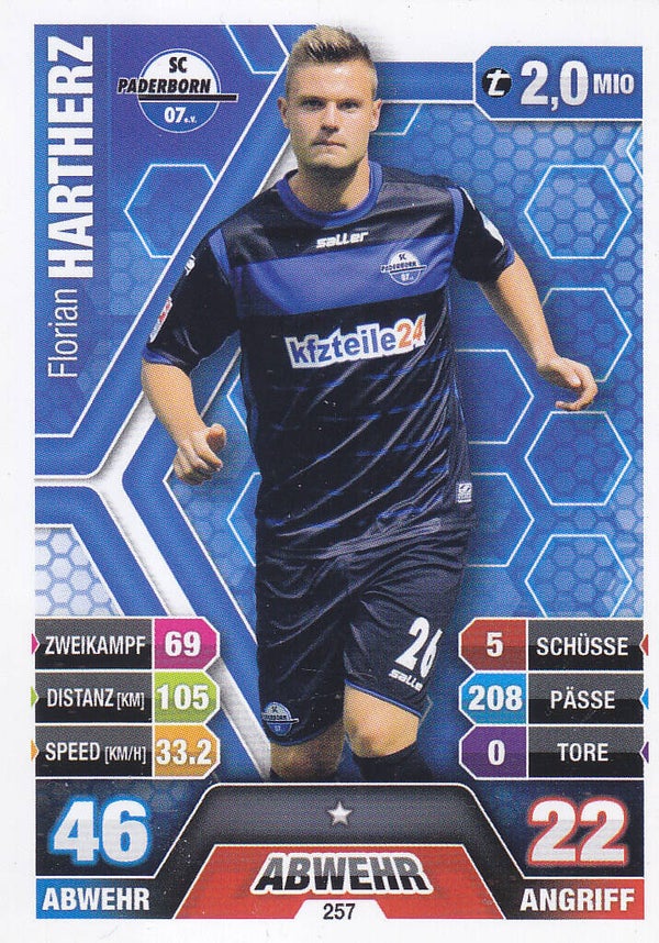 Florian Hartherz / SC Paderborn / Topps Match Attax 2014 / Basis Karte / Nr. 257