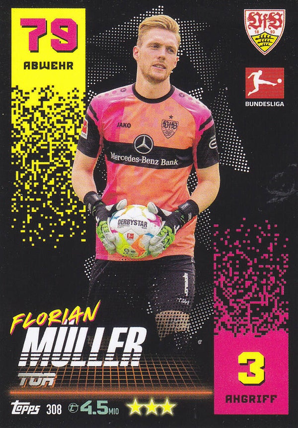 Florian Müller / VFB Stuttgart / Topps Match Attax 2022 / Basis Karte / Nr. 308