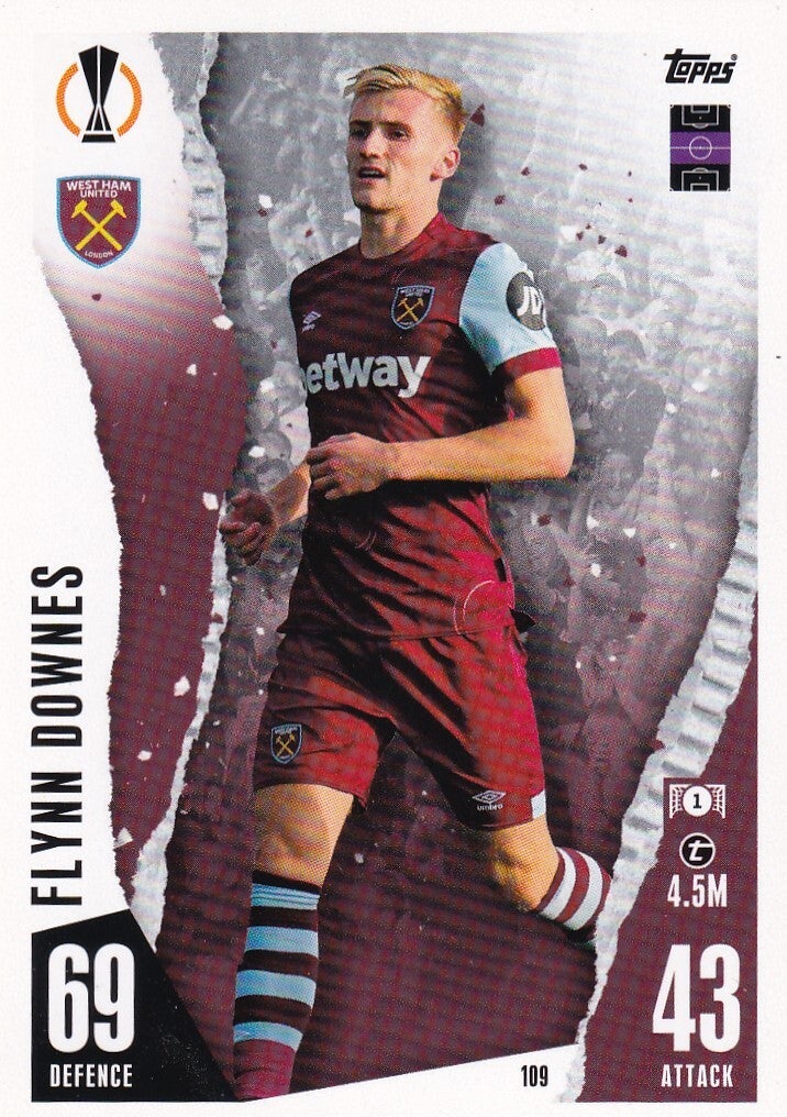 Flynn Downes - West Ham United - Topps Champions League 2023 - Basis Karte - Nr. 109