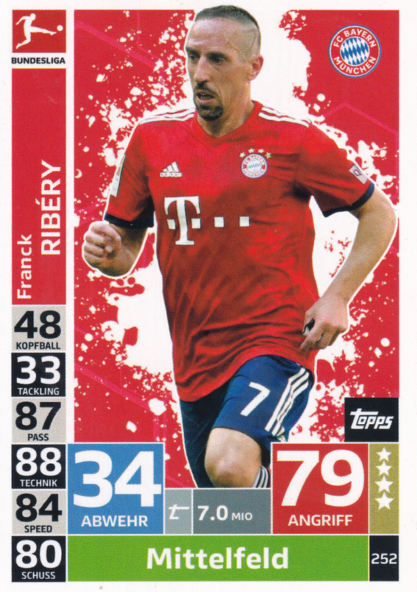 Franck Ribery - FC Bayern München - Topps Match Attax 2018 - Basis Karte - Nr. 252
