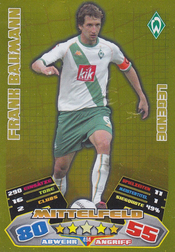 Frank Baumann / SV Werder Bremen / Topps Match Attax 2012 / Legenden / Nr. 494